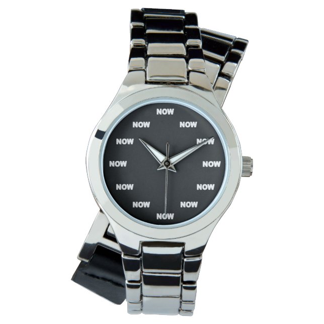 Super Cool "JETZT" (Schwarzer Hintergrund) #8 Armbanduhr (Vorderseite)