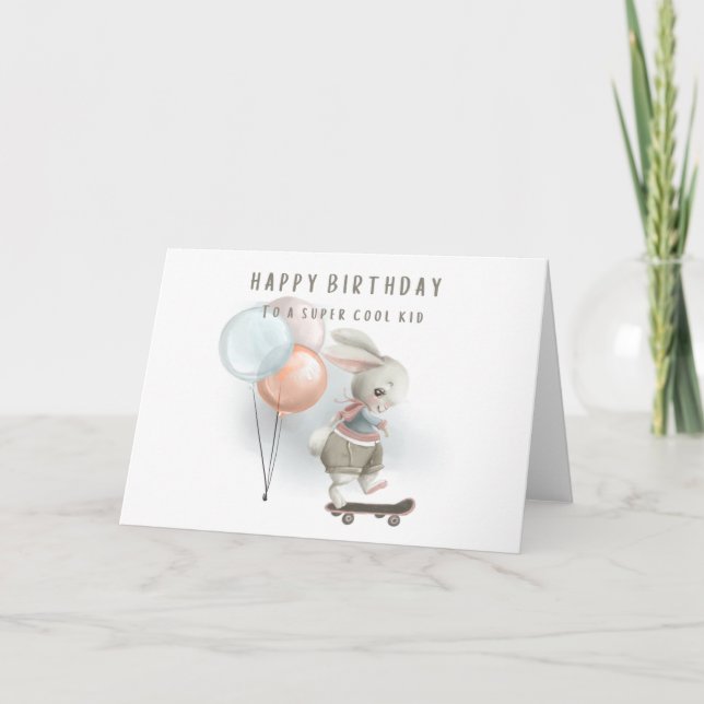 Super Cool Kid Bunny Birthday Card Karte (Vorderseite)