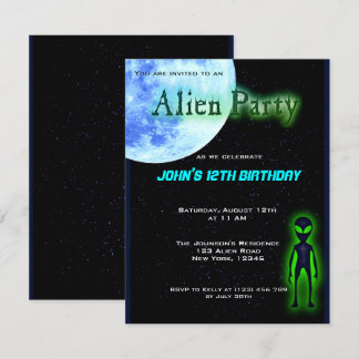 Super Coole Alien Geburtstagsparty Einladung