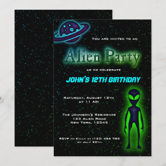 Super Coole Alien Geburtstagsparty Einladung