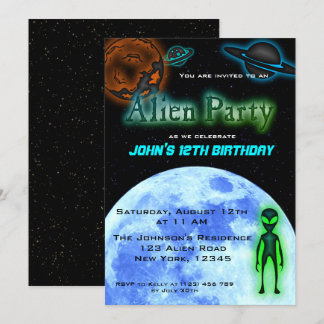 Super Coole Alien Geburtstagsparty Einladung