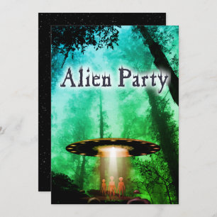 Super Coole Alien & UFO Party Einladung