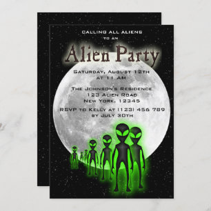 Super Coole Alien & UFO Party Einladung