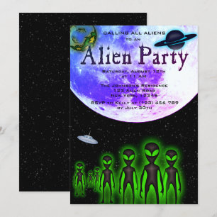 Super Coole Alien & UFO Party Einladung