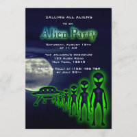 Super Coole Alien & UFO Party Einladung