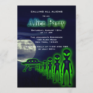Super Coole Alien & UFO Party Einladung