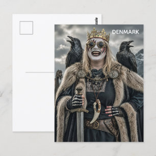 Super coole dänische Frau Wikinger Postkarte! Postkarte