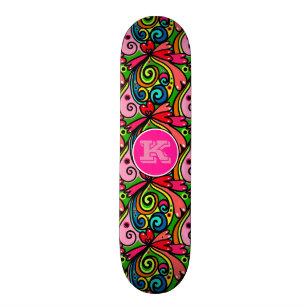 Super Coole Girly Graffiti mit Monogramm Skateboard