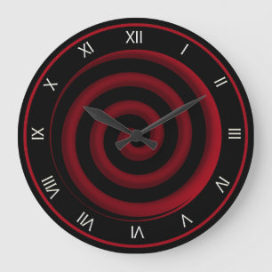 Super Coole Schwarz-Rot-Spiralwand-Uhr Große Wanduhr