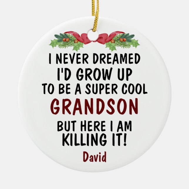 Super Cooler Grandson Killing It & Custom Foto Keramik Ornament (Vorne)