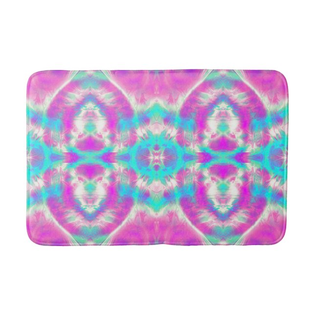 SUPER COOLES rosa und blaues Abstraktes Muster Badematte (Vorderseite)