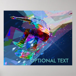 Super Crayon Colored Silhouette Skateboarder Poster