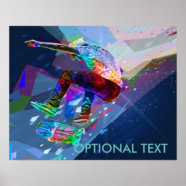 Super Crayon Colored Silhouette Skateboarder Poster (Vorne)