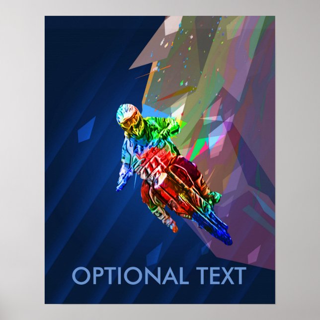 Super Crayon farbenfrohe Dirt Bike Into Curve Poster (Vorne)