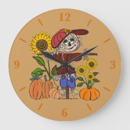 Super Cute Scarecrow Large Round Wall Art Clock  Große Wanduhr