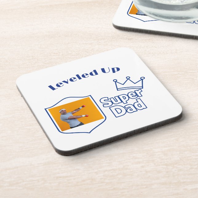 Super Dad Crown Father's Day Custom Photo Getränkeuntersetzer (Linke Seite)