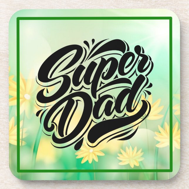 Super Dad Hero Typography Design-67888 Getränkeuntersetzer (Vorderseite)