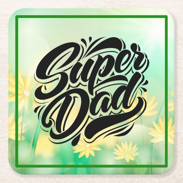 Super Dad Hero Typography Design-67888 Rechteckiger Pappuntersetzer (Vorderseite)