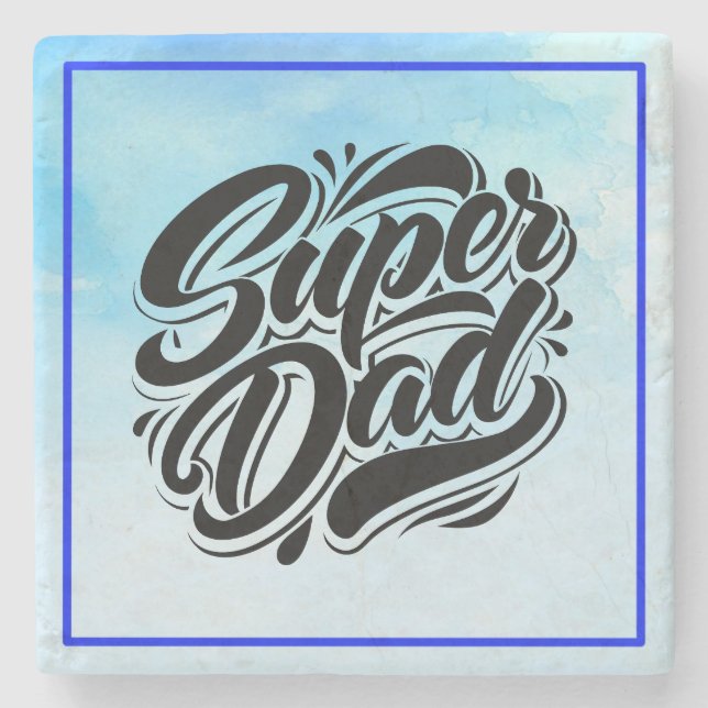 Super Dad Hero Typography Design-67888 Steinuntersetzer (Vorderseite)