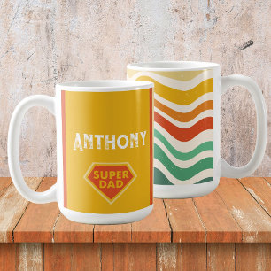 Super-Dad-Personalisierungstasse, Retro-Wellen Kaffeetasse