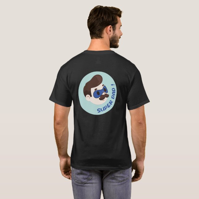 Super-Daddy-Cartoon-Abzeichen T-Shirt (Schwarz voll)