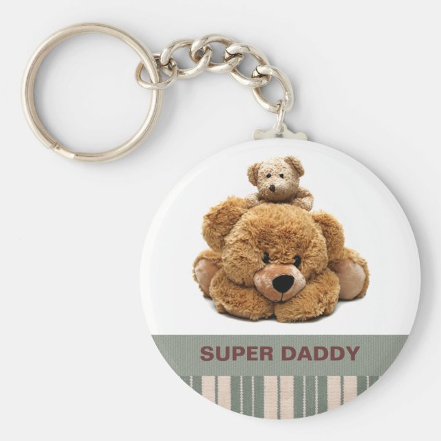 Super Daddy Cute Teddy Bears Gift Schlüsselanhänger (Vorne)