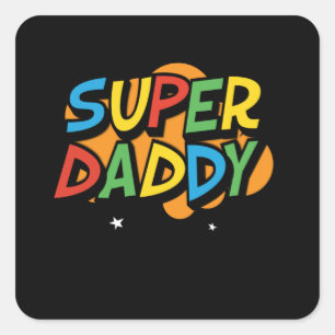Super Daddy Gamer Fathers Day-Geschenk Quadratischer Aufkleber