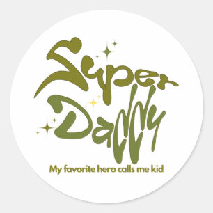 Super-Daddy-Held für Kinder Runder Aufkleber