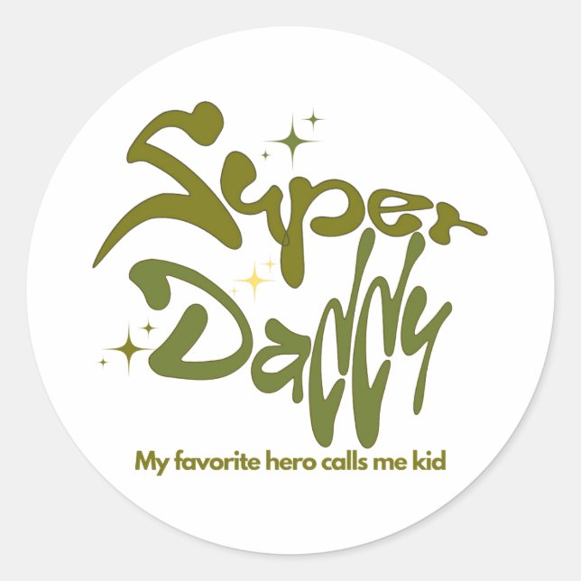 Super-Daddy-Held für Kinder Runder Aufkleber (Vorderseite)
