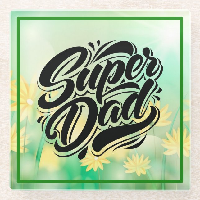 Super-Daddy-Held-Typografie-Design-67888 Glasuntersetzer (Vorderseite)