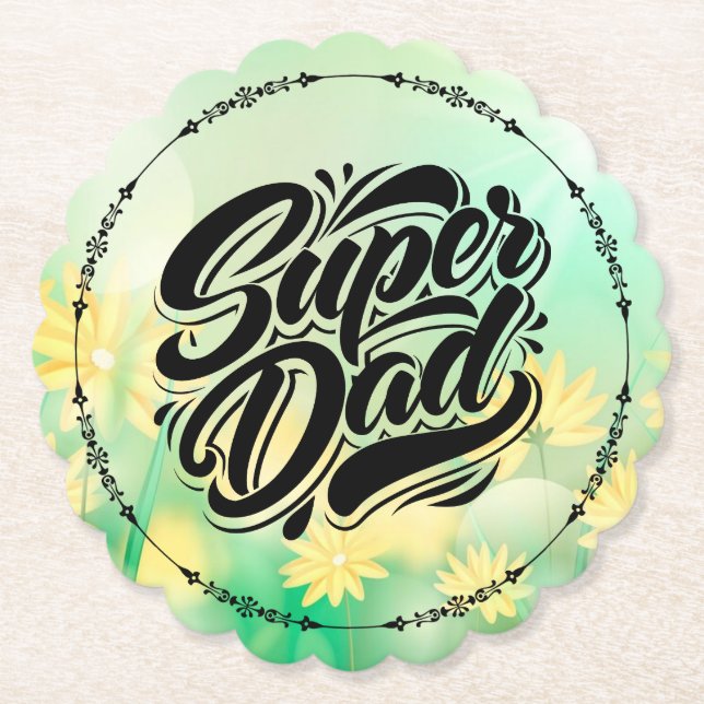 Super-Daddy-Held-Typografie-Design-67888 Untersetzer (Vorderseite)