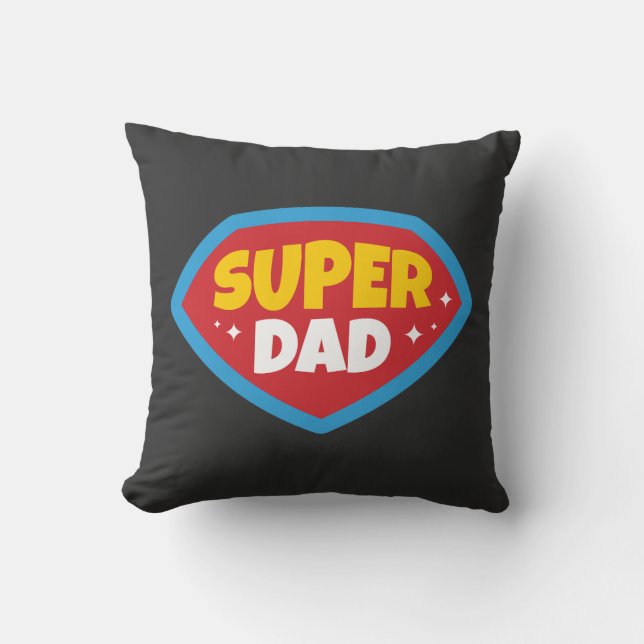 Super-Daddy Retro-Superhelden-Abzeichen Kissen (Vorderseite)