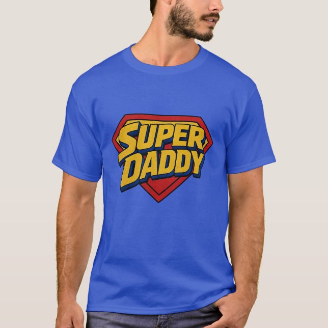 Super-Daddy-Schild – T-Shirt im Stil eines Comic-H (Vorderseite)