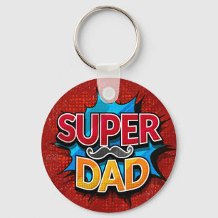 Super-Daddy-Schnurrbart Retro-Comic-Grunge Schlüsselanhänger