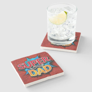 Super-Daddy-Schnurrbart Retro-Comic-Grunge Steinuntersetzer