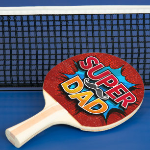 Super-Daddy-Schnurrbart-Spielzimmer-Geschenk Tischtennis Schläger