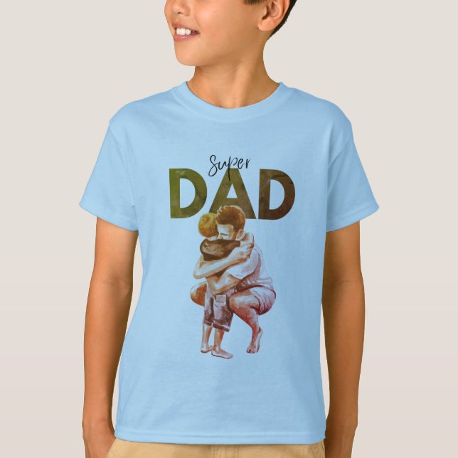 Super-Daddy-Wasserfarben-Design T-Shirt Design (Vorderseite)