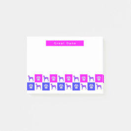Super Dane Hund & Paw Hot Pink & Blue Post-it Klebezettel