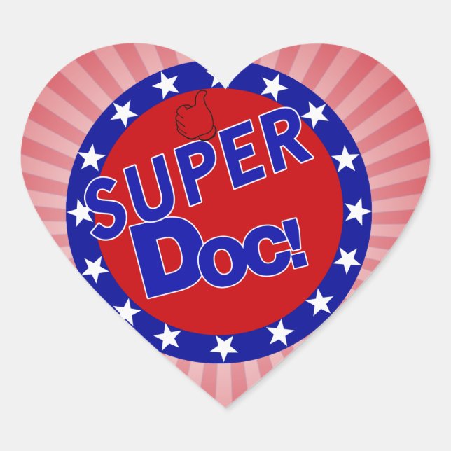 SUPER DOC STUDIERT DIE ERMUTIGUNG Herz-Aufkleber (Vorderseite)