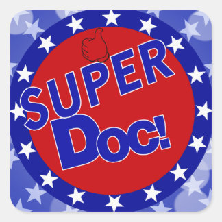 SUPER DOC STUDIERT DIE ERMUTIGUNG QUADRATISCHER AUFKLEBER