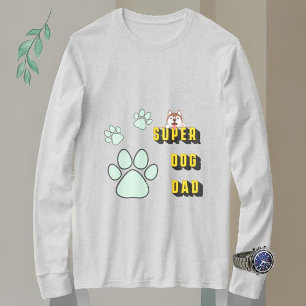 Super Dog lustige Männer hellgrau lange Ärmel T-Shirt