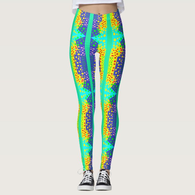 Super duper hellblau gelb winzig gemustert leggings (Vorderseite)