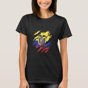 Super Ecuadoria Heritage Ecuador Roots Flag Scrat T-Shirt
