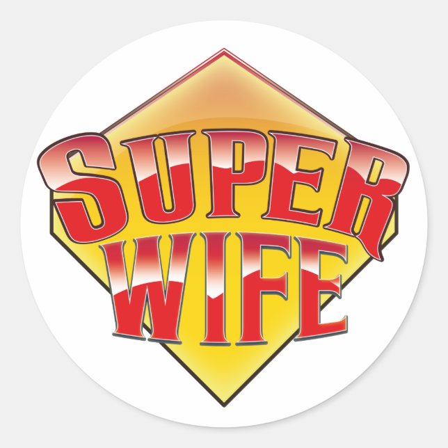 Super Ehefrau Runder Aufkleber (Vorderseite)