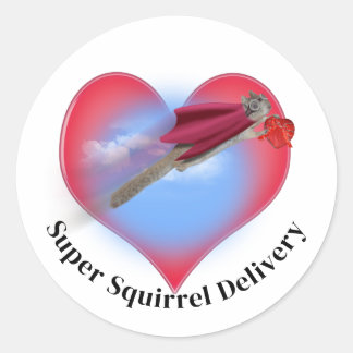 Super-Eichhörnchen-Lieferung Valentinstag Runder Aufkleber