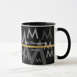 Super elegant und modern personalisiert Schwarz Tasse