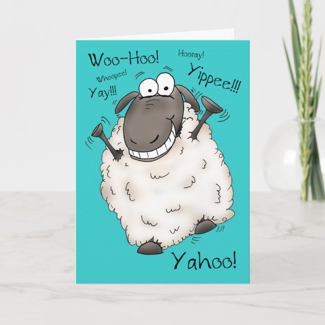 Super Excise Cartoon Sheep Geburtstagkarte Karte (Vorderseite)