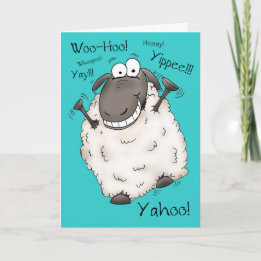 Super Excise Cartoon Sheep Geburtstagkarte Karte