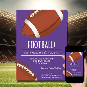 Super Fan Football Game Lila Party Einladung