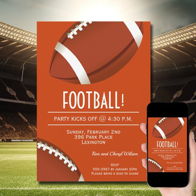 Super Fan Football Game Party Einladung (Order INSTANT DOWNLOAD to send digitally or PRINTED cards to mail or both!)